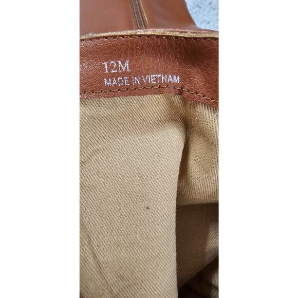 NEW LINEA PAOLO Viva Pointed Toe Brown Leather Ankle Booties Stacked Heel Sz‎ 12 - Picture 4 of 8